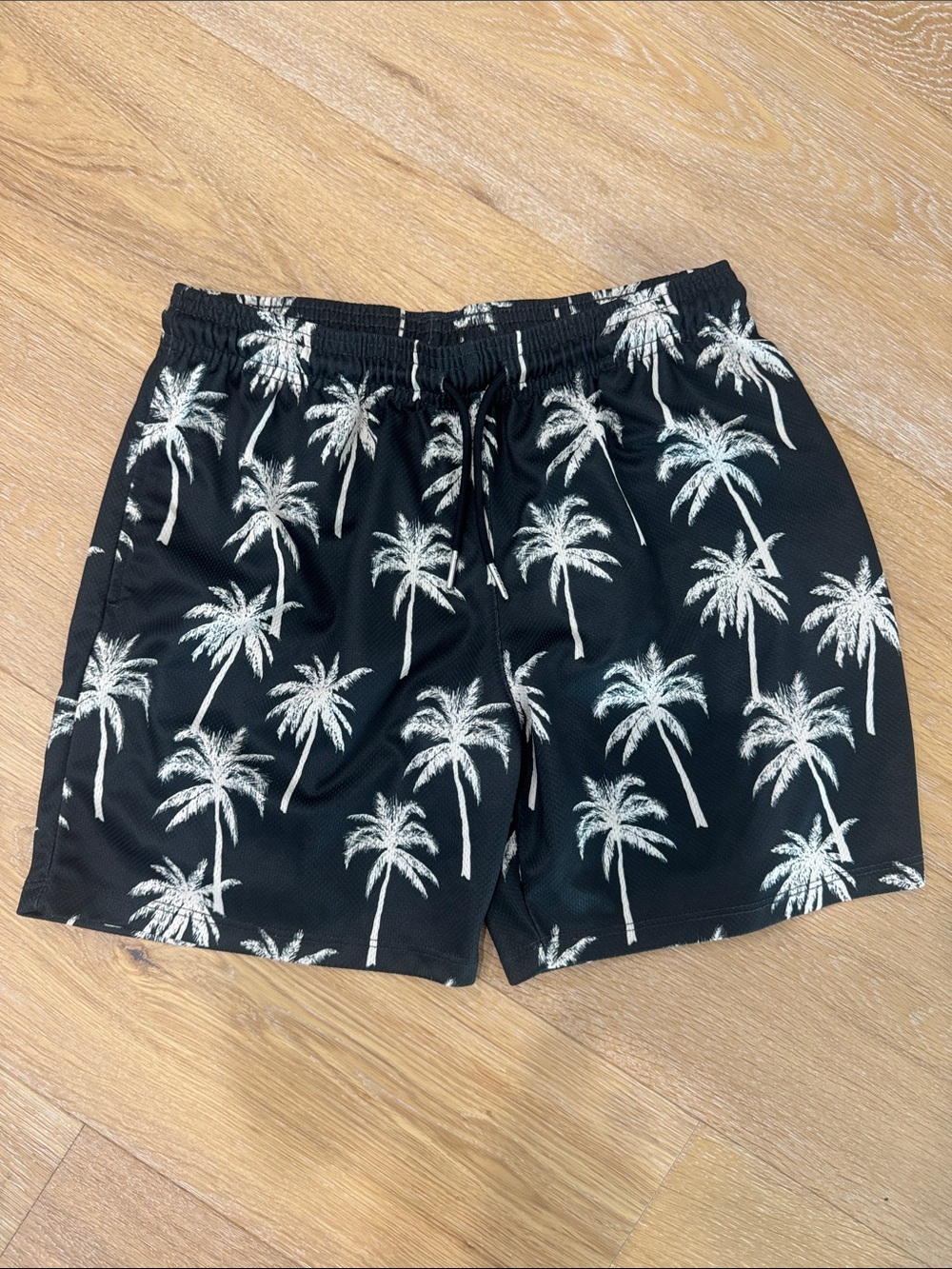 Drip Shop Kids Black Palm-Print Shorts with Elastic Waist
